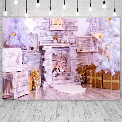 Avezano Backdrop Merry Christmas Tree Winter Fireplace Gift Bell Purple Photography Backgrounds Photo Studio Photozone Photocall