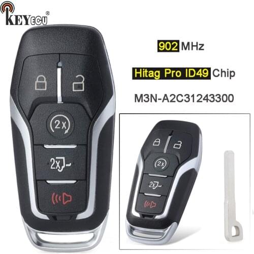 KEYECU FSK 902MHz HITAG PRO 49 Chip M3N-A2C31243300 164-R8117 Smart Remote Key Fob 5 Button for for Ford F150 F250 2015-2017