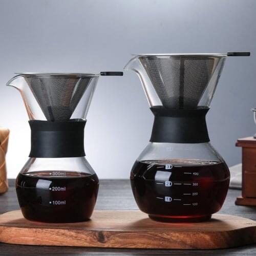 300ml 600ml Resistant Glass Coffee Maker Coffee Pot Espresso Coffe Machine with Stainless Steel Filter Pot