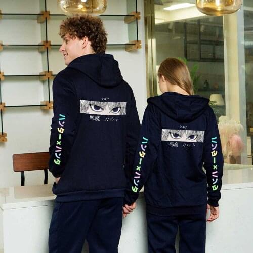 Men women HXH hoodie Hunter X Hunter Killua Zoldyck Devil Eye printed zipper jacket coat black