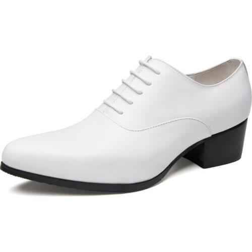 Design British Men Footwear Genuine Leather Formal Dress Oxfords Round Toe Handmade High Heels Man Wedding Party Shoes Size 44