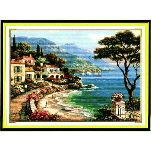New Harbor Of Love scenery Cotton home decor Cross Stitch kits 14ct white 11ct print embroidery DIY handmade needlework wall