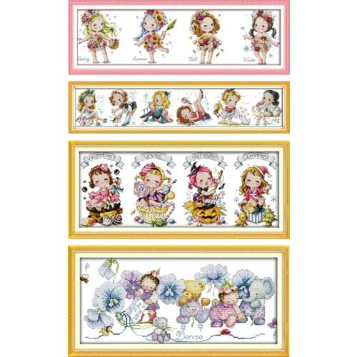 Counted Cross Stitch Kit The Special Festival Cartoon Patterns 14CT 11CT Printed on Canvas DIY DMC Embroidery Kit for Needlework