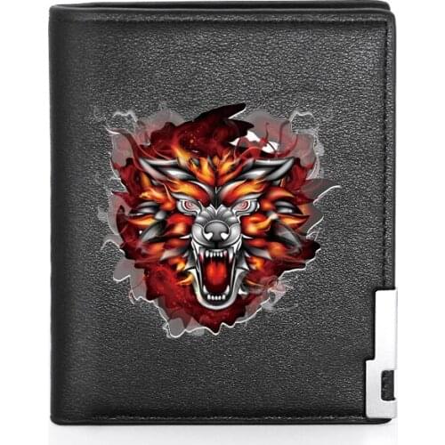 2020 New Fashion Wolf Head Printing Mens Wallet Leather Purse For Men Credit Card Holder Short Male Slim Coin Money Bags