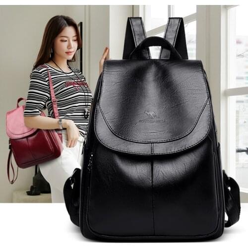 New Women Leather Backpacks High Quality Female Vintage Backpack For Girls School Bag Travel Bagpack Ladies Sac A Dos Back Pack