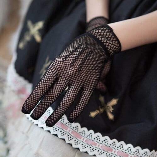 Lolita Dress Gloves Retro Gothic Lace Dress Lace Dress Hand Sleeve Gloves Girl Mesh Short Gloves Mittens Gloves Women