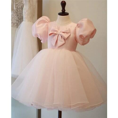 Girls Dresses For Party And Wedding Puff Sleeve Princess Baby Girls Dress Bow Tutu 1st Birthday Baby Girls Dress Girl Ball Gown