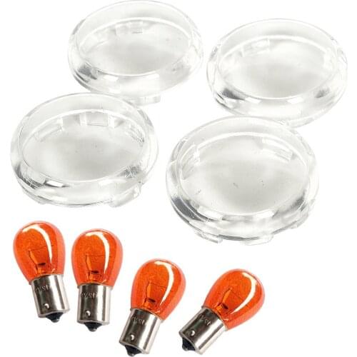 4 Pcs Clear Motorcycle Turn Signal Lights Indicator Lens Cover Case for Harley Dyna Sportster Night Train Rocker 48