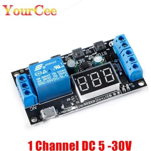 ZK-TD2 1 Channel DC 5 -30V Trigger Delay On/Off Cycle Timer Relay Switch Module with Digital LED Display Micro USB 0.1s -999min