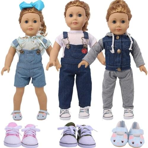 Rose Denim Strap T-shirt Light Denim Dress Casual Fit 18 Inch American And 43 Cm Baby New Born Doll Clothes,Accessories For Girl