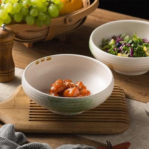 Hand-painted fruit salad bowl Japanese retro living room decoration tableware household ceramic snacks dried fruit bowl 8 inches