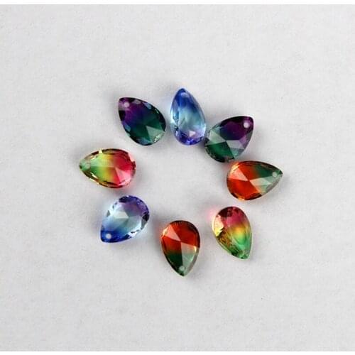 7*10 pear fancy stone water drop glass crystal teardrop shaped hole pendant Pointback Tourmaline rhinestone for earring making