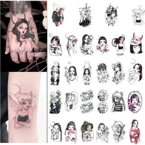 30 Pcs Waterproof Temporary Tattoo Sticker set Anime sexy demon cool girl Japanese ins Flash Tatoo Fake Tatto for Men Women
