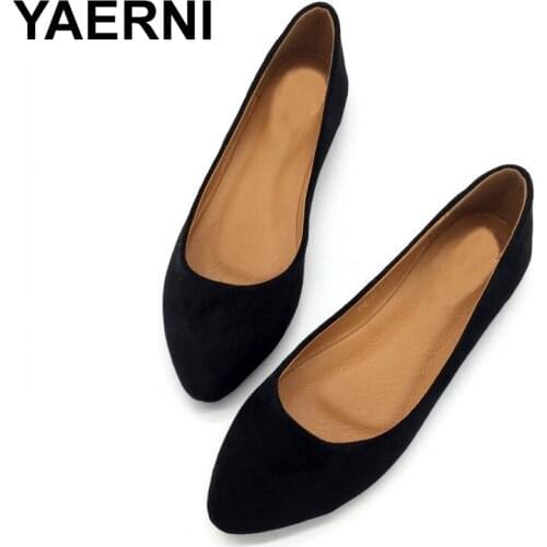 YAERNI New Spring Autumn Women Ballet Flats Shoes Slip-On Woman Single Shoes Ladies Females Footwear Zapatos Mujer Plus SizeE806