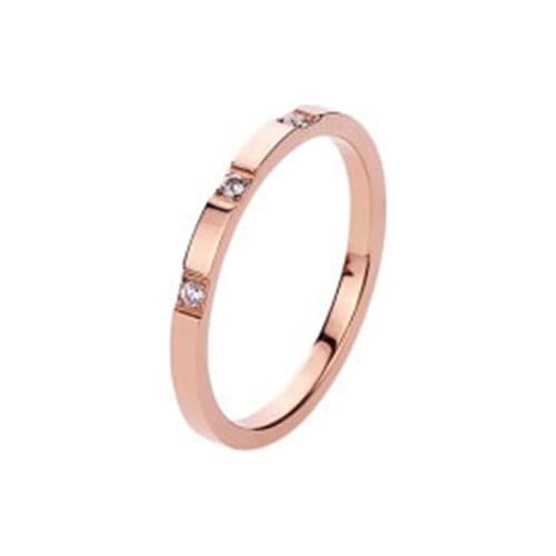 Titanium Steel Small Cubic Zirconia Wedding Ring For Woman Rose Gold Color Crystal Wedding Jewelry KK009-1