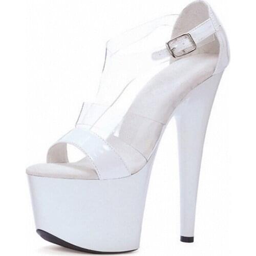 17CM women sexy high heels platform Summer Open Toe Hollow novelty Stage Show 7inches Fashion Party Dress Elegant Big Size Queen