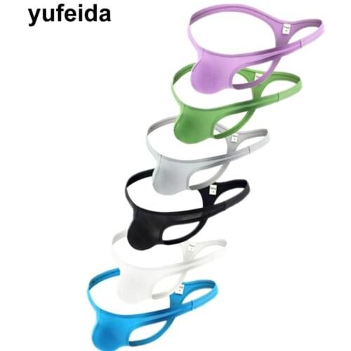 1/6PCS Mens Underwear Thongs G-strings Breathable Bikini Underpants Sexy Gay Homme Big Penis Pouch T-back Thongs Sissy Panties