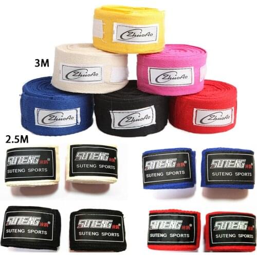 1 Pair Cotton Boxing Handwraps Elastic Bandage Gloves Wrist Support For Boxing Kickboxing Muay Thai MMA Hand Wraps 2.5M/3M