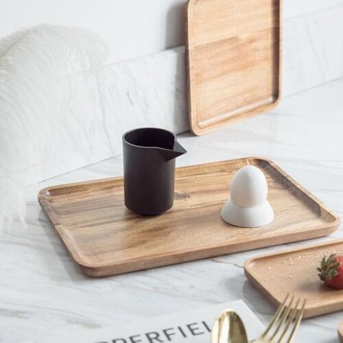 1Pcs Wood Pallet Serving Tray Square Rectangle Breakfast Cake Bread Food Snack Storage Plate Home Dish Dessert Sushi For Ho C4M7