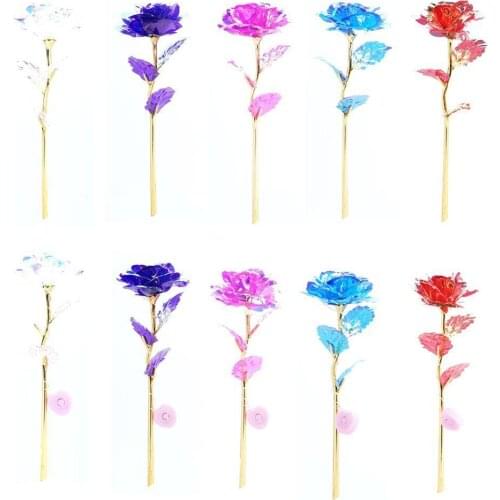 1PC New Star Gold Foil Rose Flower Valentines Day Lovers' Gift Romantic Flowers Best Gift For Christmas