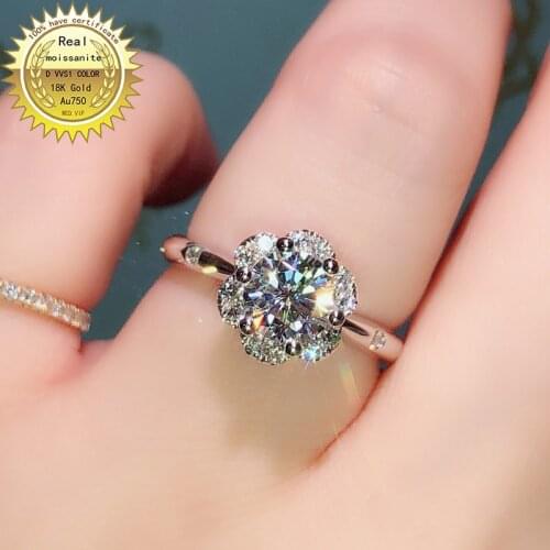 100%18K goldr ring 1ct DVVS moissanite ring Engagement&Wedding Jewellery with certificate 0026