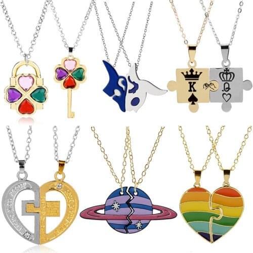 2 Pcs/ Set Friends Necklace Love Couple Family Pendant Necklace Fashion Good Friends Friendship Jewelry Gift