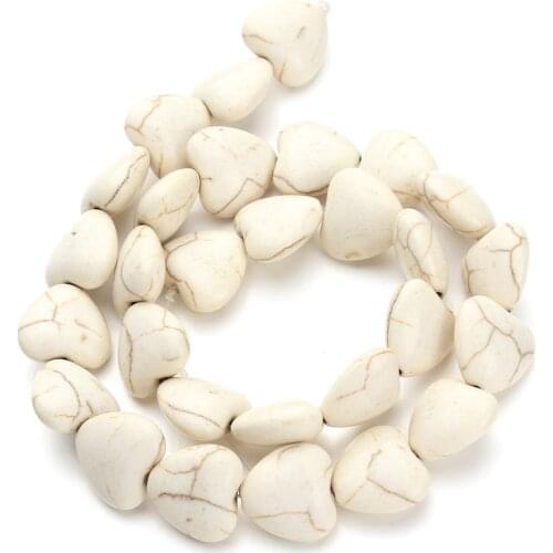 29pcs/lot Wholesale White Howlite Loose Spacer Heart Charms Beads 14*15mm for Handmde DIY Jewelry Making Materials F121