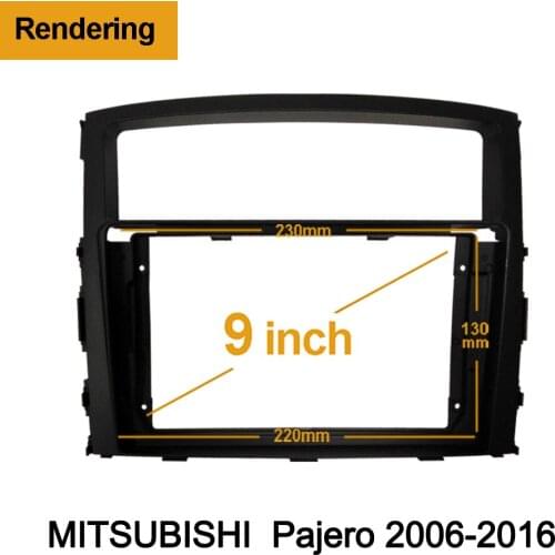 2din1Din Car DVD Frame Audio Fitting Adaptor Dash Trim Facia Panel 9inch For MITSUBISHI Pajero 2006-2016 Double Din Radio Player