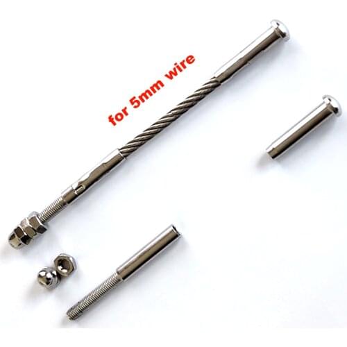 5mm Cable Railing Kits (1pc Swage Stud+2pcs Hex Nut+1pcs Acron Nut+1pc Dome Head Terminal) Stainless Steel 316