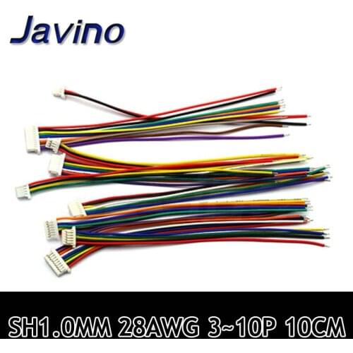 5Pcs SH 1.0 Wire Cable Connector DIY SH1.0 JST 2/3/4/5/6/7/8/9/10 Pin Electronic Line Single Connect Terminal Plug 28AWG 10cm