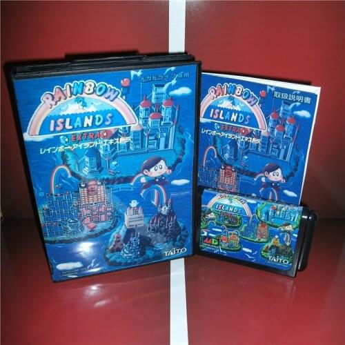 RainBow Islands Japan Cover with Box and English Manual for MD MegaDrive Genesis Video Game Console 16 bit MD card