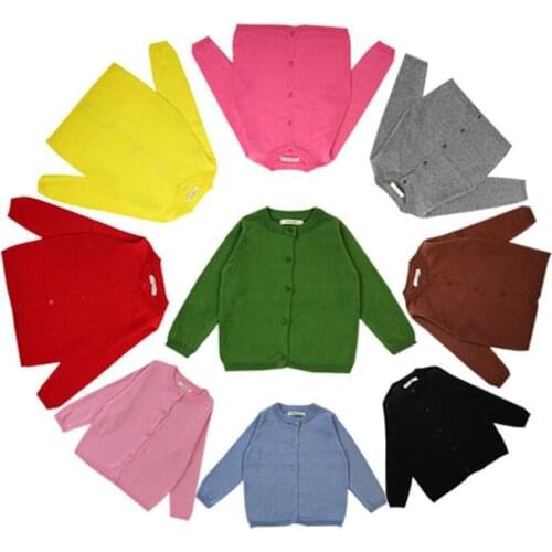 2019 Spring Autumn Kids Girls Sweater Casual Candy Color Long Sleeve Baby Girl Boy Knitted Cardigan Sweaters Knitted Coat