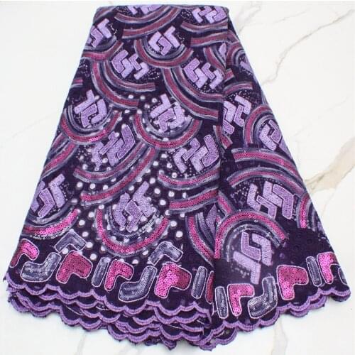 Purple African Velvet Sequins Lace Fabric 2021 High Quality Lace Nigerian French Lace Fabric For Wedding Dress Sewing 4328B