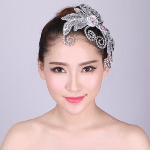 Peach plum headdress national modern dance square dance yangko dance dancing stage classical headdress flower