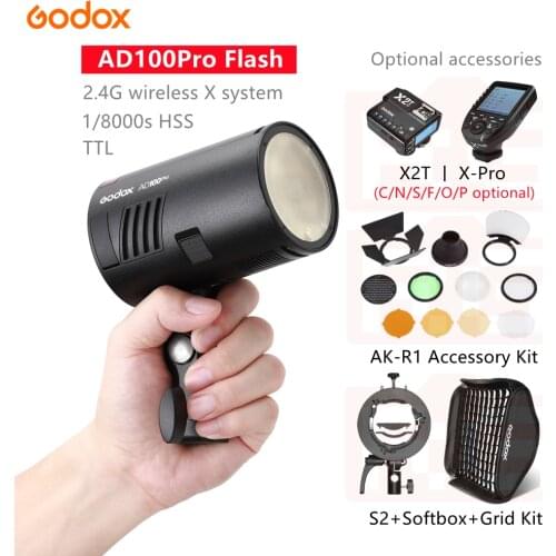 Godox AD100Pro Pocket Flash 2.4GWireless 100W Flashgun Speedlight For Sony Nikon Canon Pentax Fuji Olympus Panasonic DSLR Camera