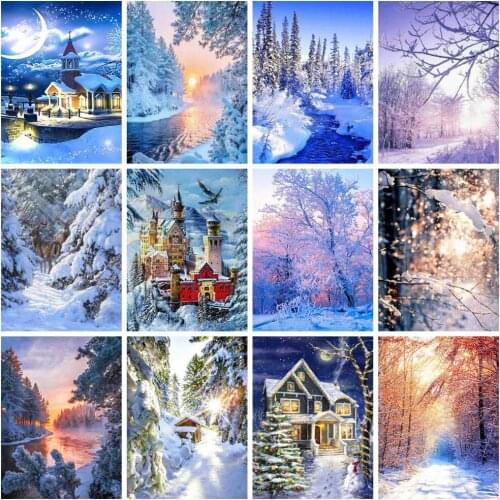 Full Drill Square Diamond Painting 5D Winter Scene DIY Diamond Embroidery Tree Mosaic Cross Stitch Kits Home Decoration Gift