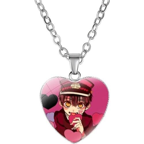 Japanese Anime Toilet Bound Hanako Kun Cosplay Cartoon Figure Necklace Yugi Amane Glass Heart Pendant Chain Necklaces Jewelry