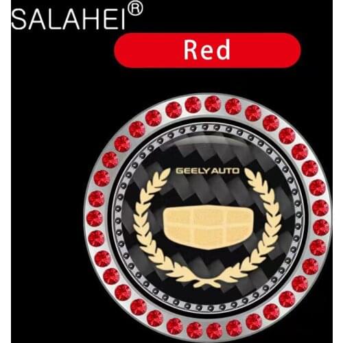 Car One-Key Engine Start Stop Ignition Button Cover Carbon Fiber Texture Rhinestone Crystal Ring For Geely Atlas Boyue NL3 X6