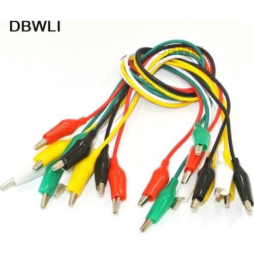 50pcs 5 Colors 18 inches 22AWG Copper wire Test Lead Set & Alligator Clips, Crocodile Clips Roach Clip Test Jumper Wire