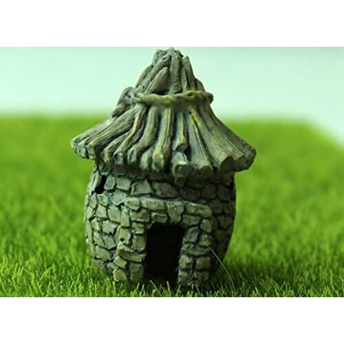 1pcs Miniature Garden Fairy Ornament Flower Pot Plant Pot Home Decor Stone House Grey Garden Pots & Planters Basket Liners