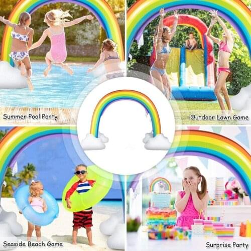 Inflatable rainbow water jet arch childrens outdoor water play toy lawn play mat inflatable shark water jet arch bridge
