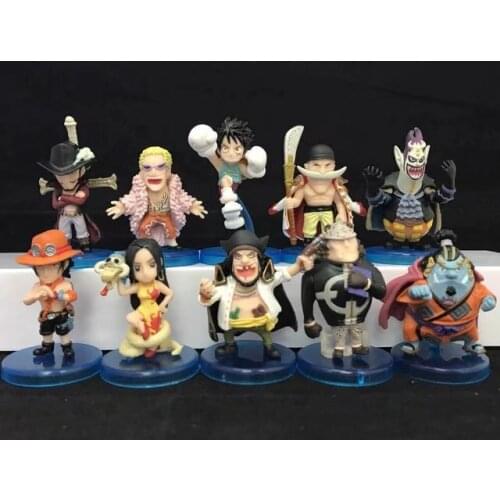 One Piece Anime Q version 10pcs/set Shichibuumi Luffy Ace Empress Whitebeard PVC Action Figure Toys Dolls