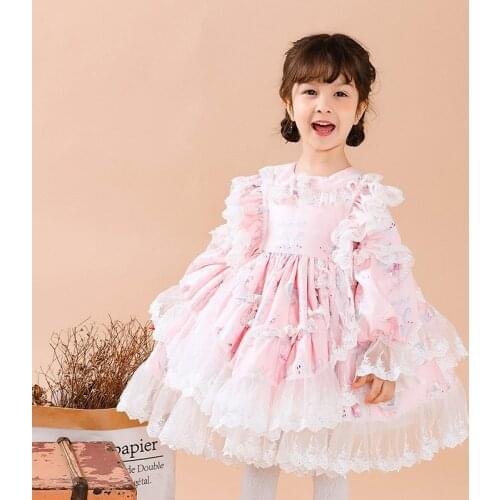 Autumn Lolita Fall Clothes for Kids Toddler Girl Winter Christmas New Year Tutu Dresses Ball Gown Girl Elegant Princess Dresses