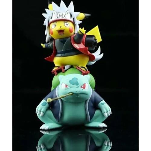 Pokemon Bulbasaur Jiraiya Anime Figures Naruto Shippuden PVC Cute Toys 12cm Model Action Figurals Pocket Monster Xmas Gift Doll