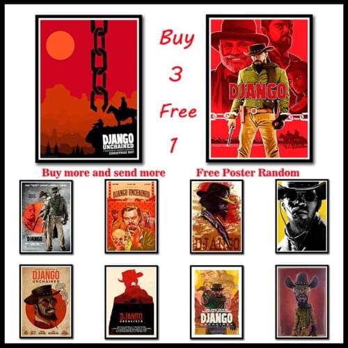 Django Unchained Quentin Tarantino Classic Film Series White Coated Paper Posters Bar Home Decor Painting Wall Sticker Frameless