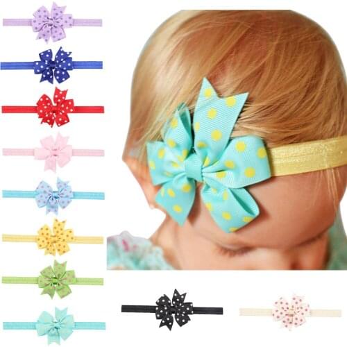 Printed Dot Hair Bandage Tie Band Headband Ribbon Bow Turban Children Kids Headwear Baby Girl Accessories Soft Bowknot Newborn