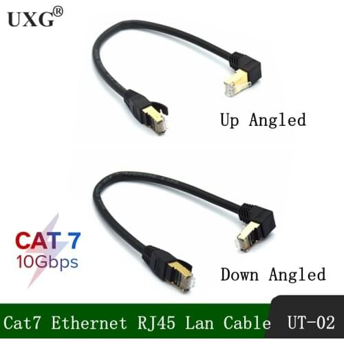 Right Angle Cat7 Ethernet Cable RJ45 Lan Cable UTP RJ 45 Network Cable for Cat6 Compatible Patch Cable Ethernet 90 Degree 0.3m