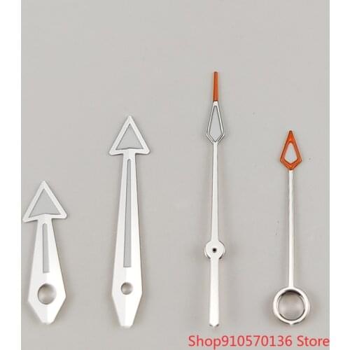 Silver Watch Hands Fit Mingzhu DG3804(GMT) Mov't Four Watch Hands For SEA MASTER Style Mens Watch Red Markers Green Luminous