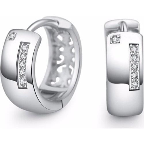 Elegant Simple Fashion Brincos Ear Jewelry Cubic Zirconia Crystal Circle Hoop Earrings for Women Best Piercing Accessory