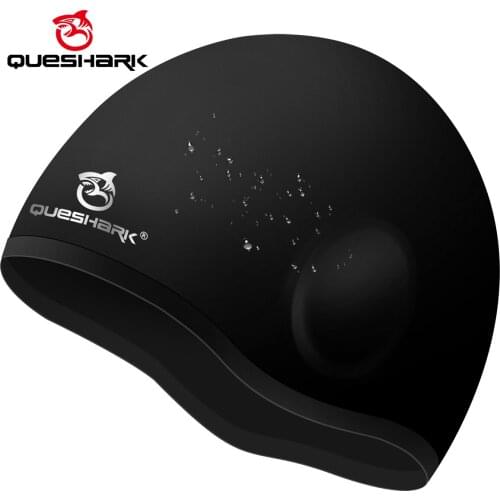 QUESHARK Women Men Silicone Waterproof Seamless 3D Elastic Swimming Cap Sphere Ear Protector Diving Swim Hat Hair Protection